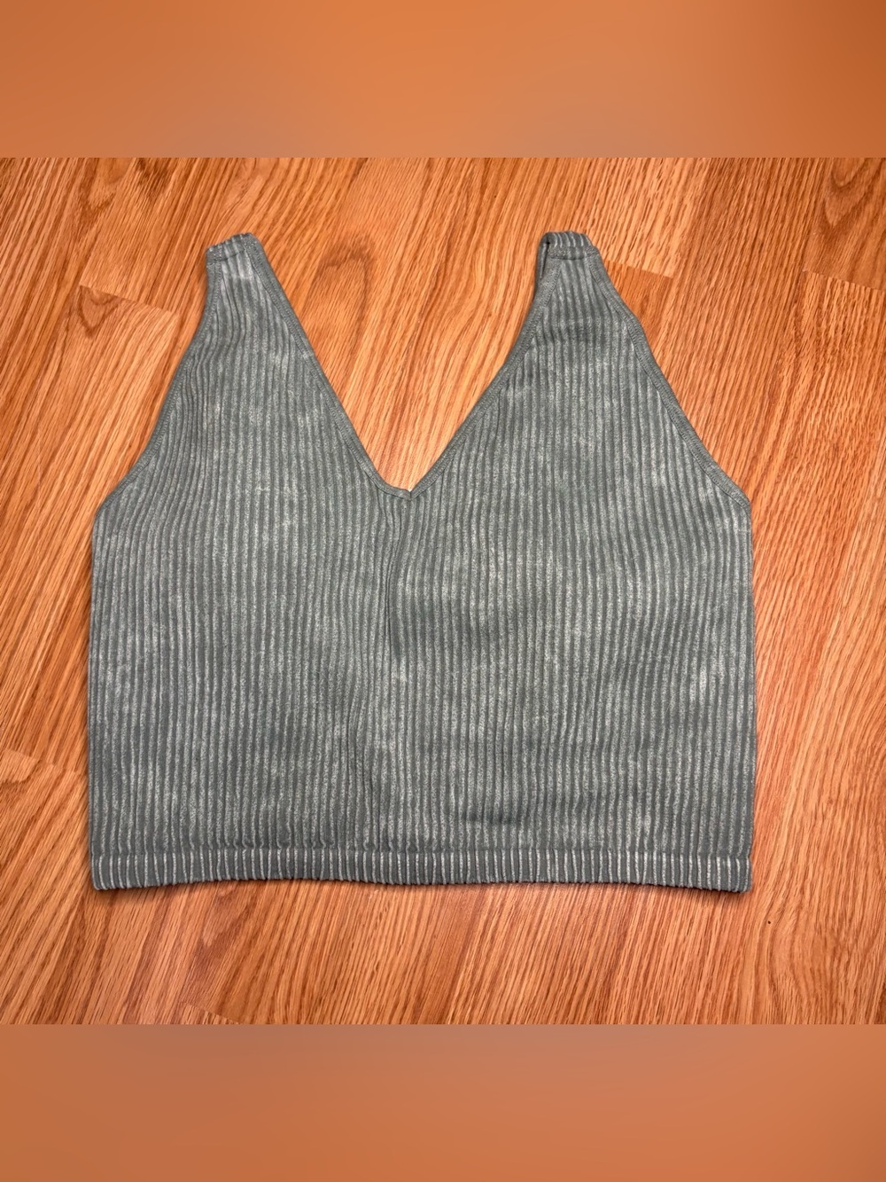 90 Degree By Reflex Ribbed V-Neck Crop Tank Top - Sage